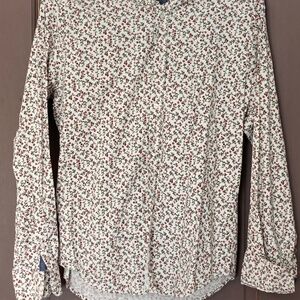 MENS button-down Floral print on cream size USMedium